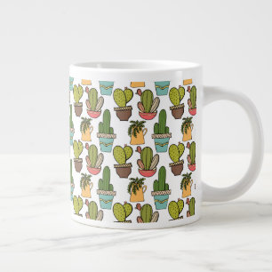Taza De Café Grande Cactus y Suculentos en las ollas