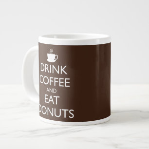TAZA DE CAFÉ GRANDE CAFÉ DE BEBIDA Y DONUS DE COMIDA