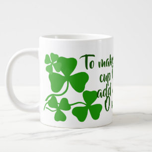 Taza De Café Grande Café irlandés/taza perfecta 2 trébol de Irlanda/bl