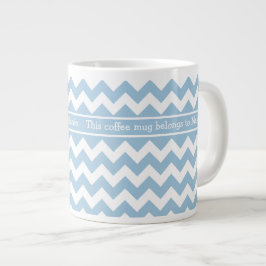 Taza De Café Grande Café Jumbo personalizado Mug, Chevrras azules y bl