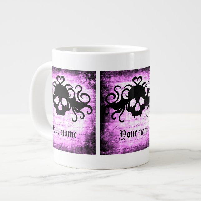Taza De Café Grande Calavera gótica y romántica (Izquierda)