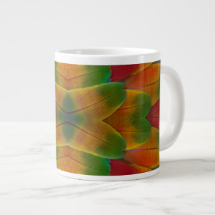 Taza De Café Grande calidoscopio de plumas de loro guacamayo