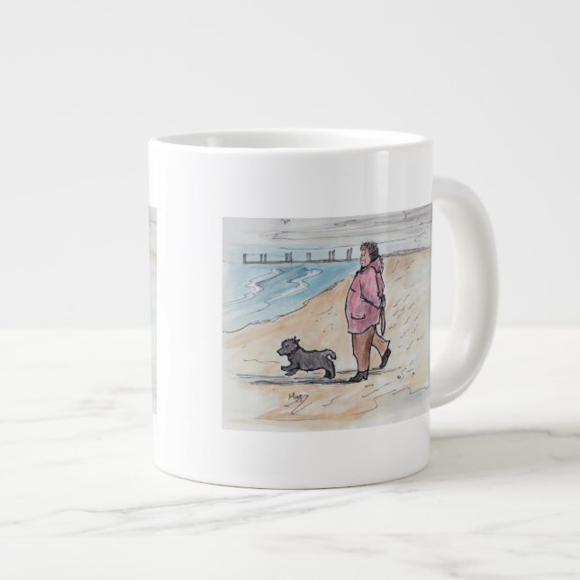 Taza De Café Grande Caminando el perro - 03 (Derecha)