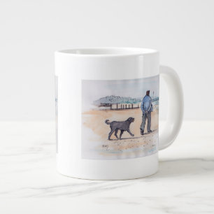 Taza De Café Grande caminando el perro - 07
