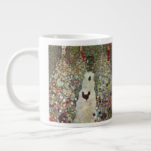 Taza De Café Grande Camino del jardín con gallinas, Gustav Klimt, Art 