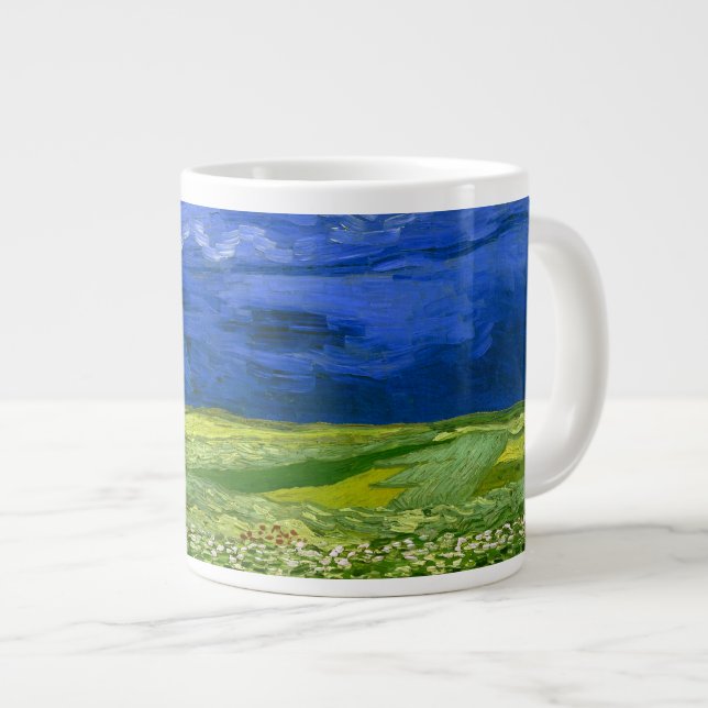 Taza De Café Grande Campo de trigo bajo cielo nublado Bella Artes Van  (Derecha)