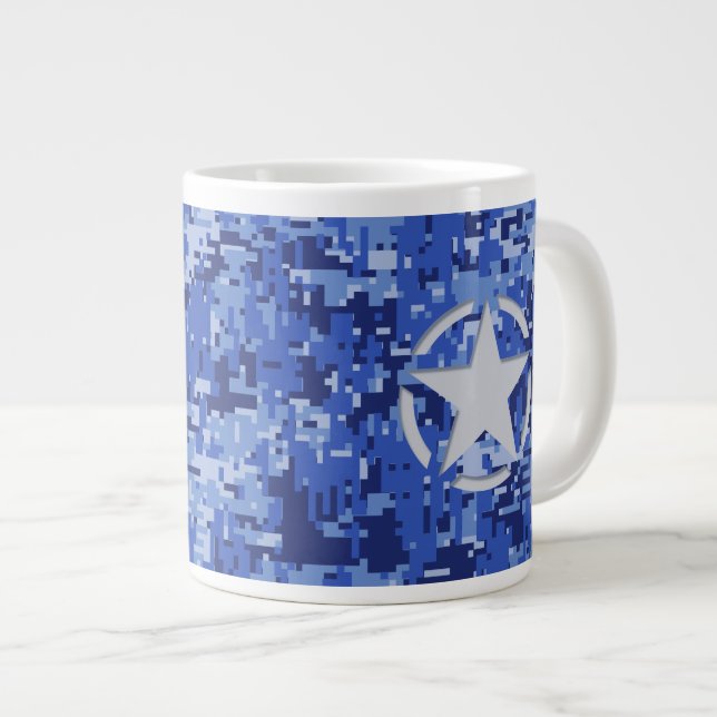 Taza De Café Grande Camuflaje digital azul de la Marina de Guerra de l (Derecha)