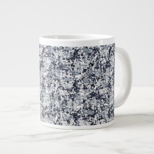 Taza De Café Grande Camuflaje Digital Gris Plata Estilo Urbano