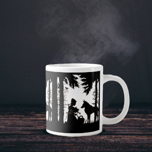 Taza De Café Grande Caperucita Roja Silueta Negra Lobo Bosque