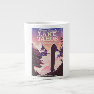 Taza De Café Grande Cartel de esquí en Lake Tahoe Sierra Nevada EE. UU