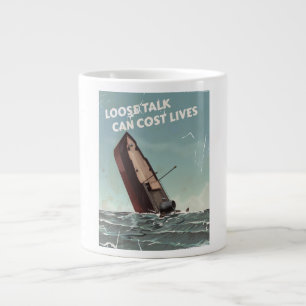 Taza De Café Grande Cartel de la Segunda Guerra Mundial: Hablar de más