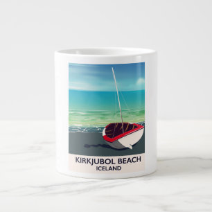Taza De Café Grande Cartel de vacaciones de la playa Kirkjubol Islandi