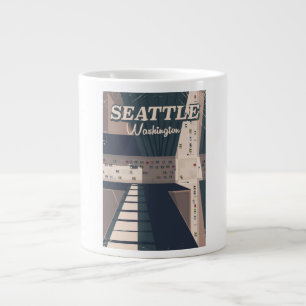 Taza De Café Grande Cartel de viaje a Seattle, estado de Washington