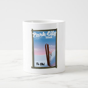 Taza De Café Grande Cartel de viaje de esquí de Park City Utah