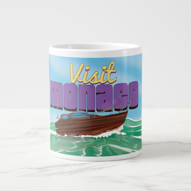 Taza De Café Grande Cartel de viaje de Mónaco (Frente)