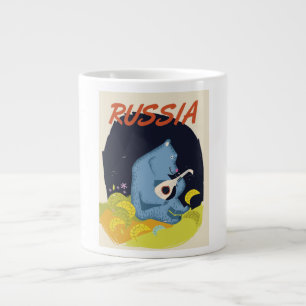 Taza De Café Grande Cartel de viaje del oso de Rusia vintage