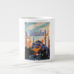 Taza De Café Grande Cartel de viaje vintage de la Mezquita Aya Sophia 