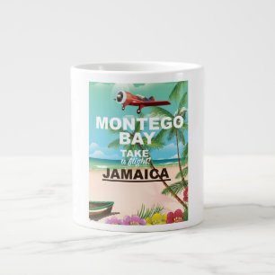 Taza De Café Grande Cartel de viaje vintage de Montego Bay Jamaica