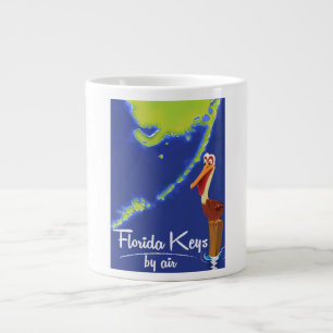 Taza De Café Grande Cartel de viaje vintage de pelícano de Florida Key