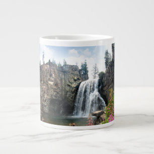 Taza De Café Grande Cascada de caída del arco iris - Devils Postpile -