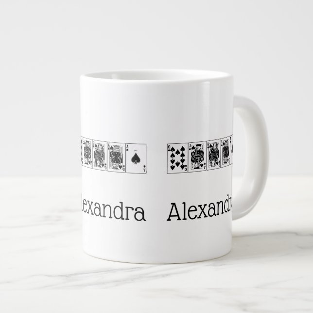 Taza De Café Grande Casino Night Poker Royal Straight Flush Spades (Derecha)