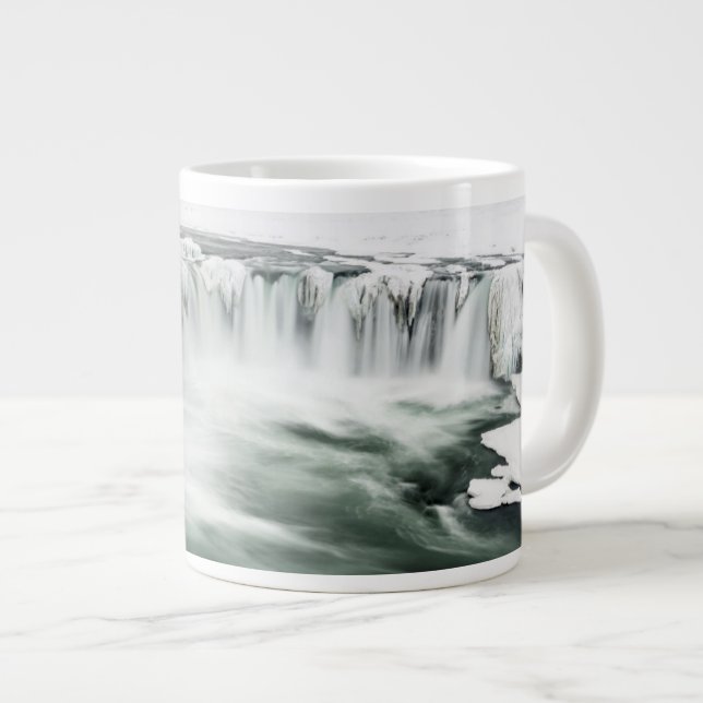 Taza De Café Grande Catarata de Godafoss, invierno, Islandia (Derecha)