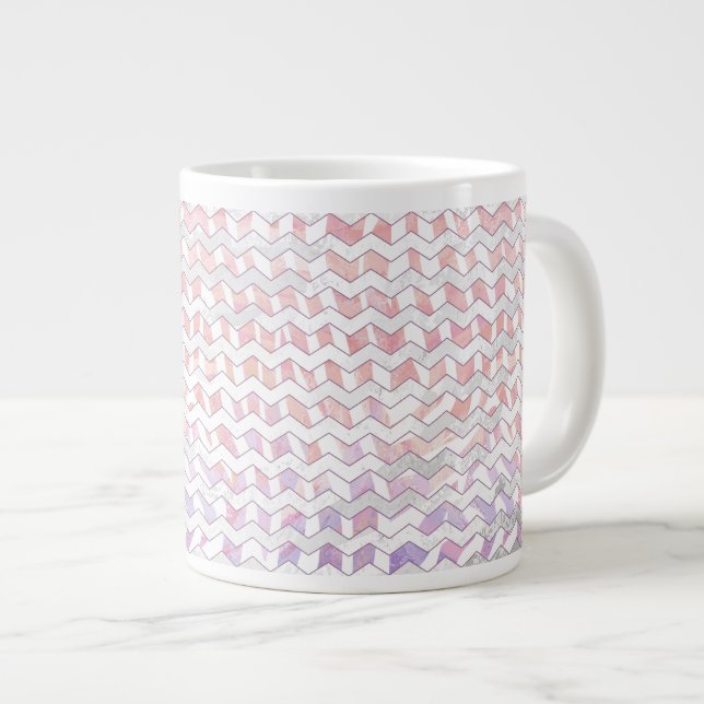 Taza De Café Grande Cebra Rosa y Chevron Blanco (Derecha)