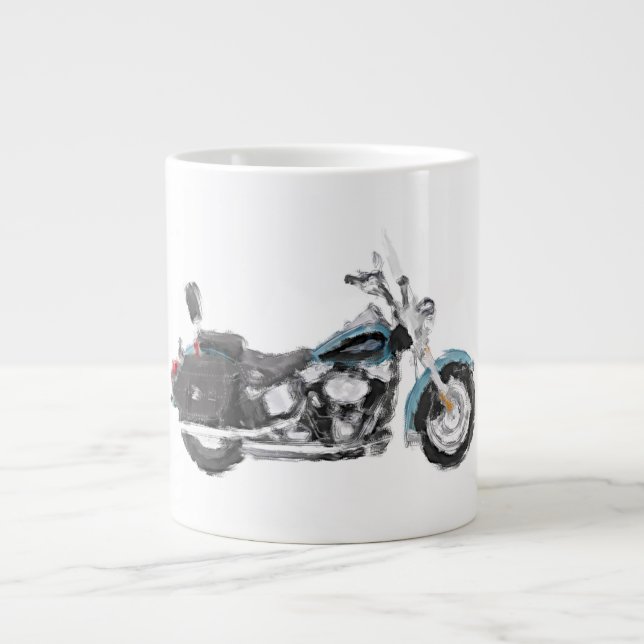 Taza De Café Grande Cepillo pintado a mano de Softail de la herencia (Frente)