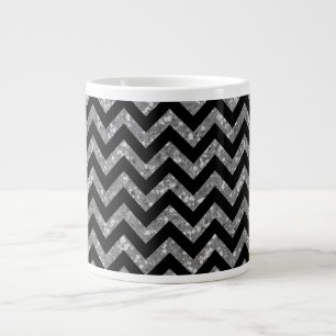 Taza De Café Grande Chevron Purpurina Look Jumbo Mug