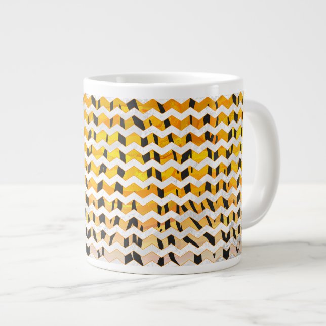 Taza De Café Grande Chevron Tiger Impresión negra y Naranja (Derecha)