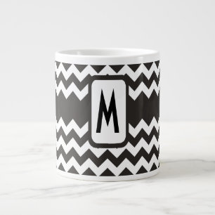 Taza De Café Grande Chevrras blancas y negras monográficas