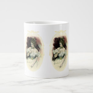 Taza De Café Grande Chica Christy Vintage, Retrato Antiguo de Novia