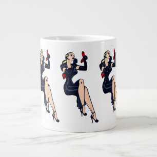 Taza De Café Grande Chica Glamurosa Retro Rubia Antigüedad Pinup