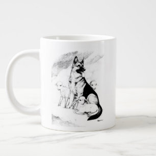Taza De Café Grande Cielo de perro, rebaño del maestro