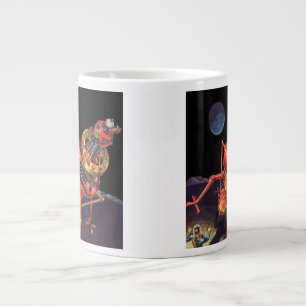 Taza De Café Grande Ciencia Ficción Vintage Astronauta con Robot Extra