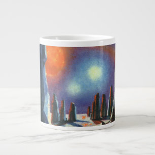 Taza De Café Grande Ciencia ficción vintage planeta extranjero con ali