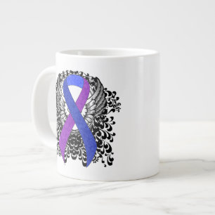 Taza De Café Grande Cinta azul y púrpura con alas