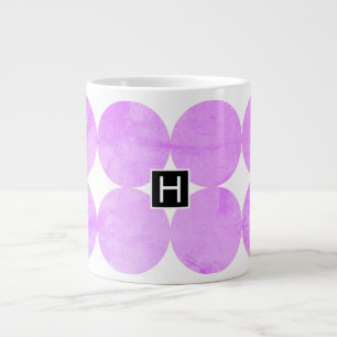 Taza De Café Grande Círculos Morados Modernos   Monograma