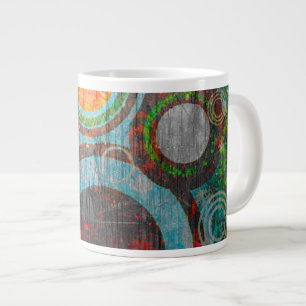 Taza De Café Grande Círculos retros del Grunge