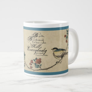 Taza De Café Grande Cita del general James Mattis en fondo floral