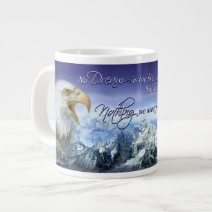 Taza De Café Grande Cita inspiradora Eagle de Donald Trump y montañas