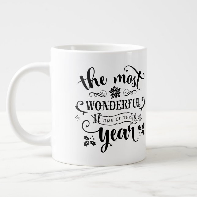 Taza De Café Grande Cita/Mug del tiempo/Navidades más maravilloso (Izquierda)