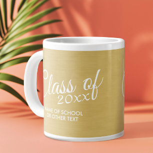 Taza De Café Grande Clase de Graduación de Oro con Año Personalizado d