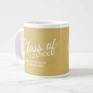 Taza De Café Grande Clase de graduación de oro de la escuela con curso