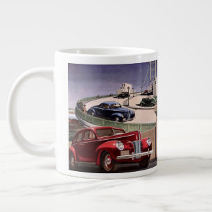 Taza De Café Grande Coches antiguos, sedanes clásicos en viaje por aut