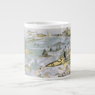 Taza De Café Grande Coches futuristas de ciencia ficción vintage, taxi