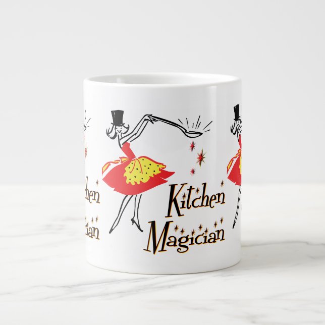 Taza De Café Grande Cocina Magia Retro Cocina Arte (Frente)