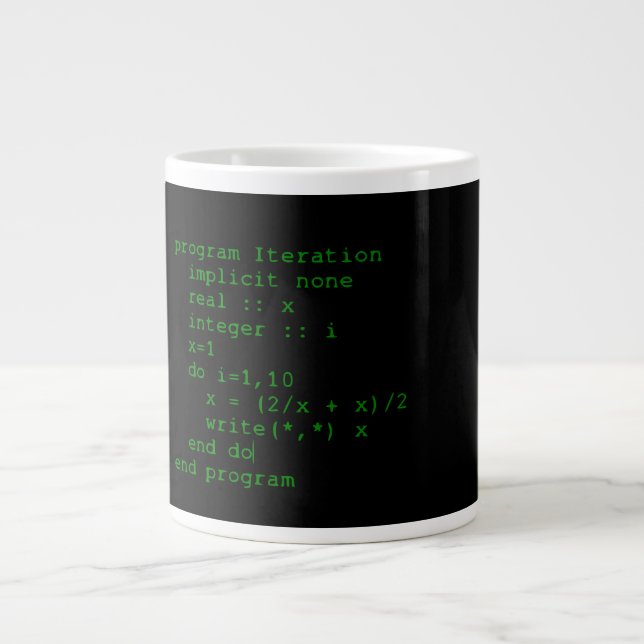 Taza De Café Grande Código verde del FORTRAN (Frente)