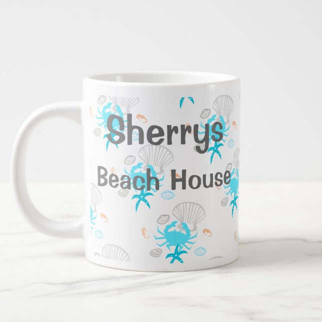 Taza De Café Grande Coffee Mug de Beach House personalizado (Izquierda)