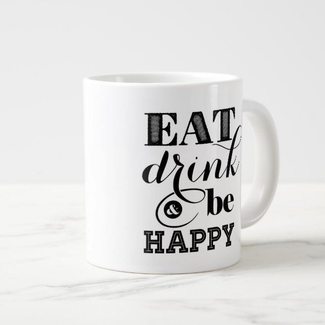Taza De Café Grande Coma, bebida y sea feliz (Derecha)